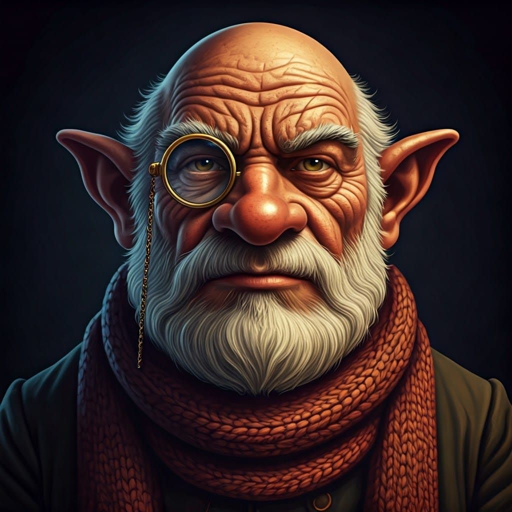 Baroque Gnome Investigator Portrait in Intricate Etching Sty...