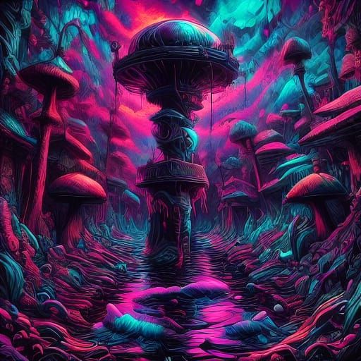 Surreal Melting Cityscape in Neon Dreamscape Style