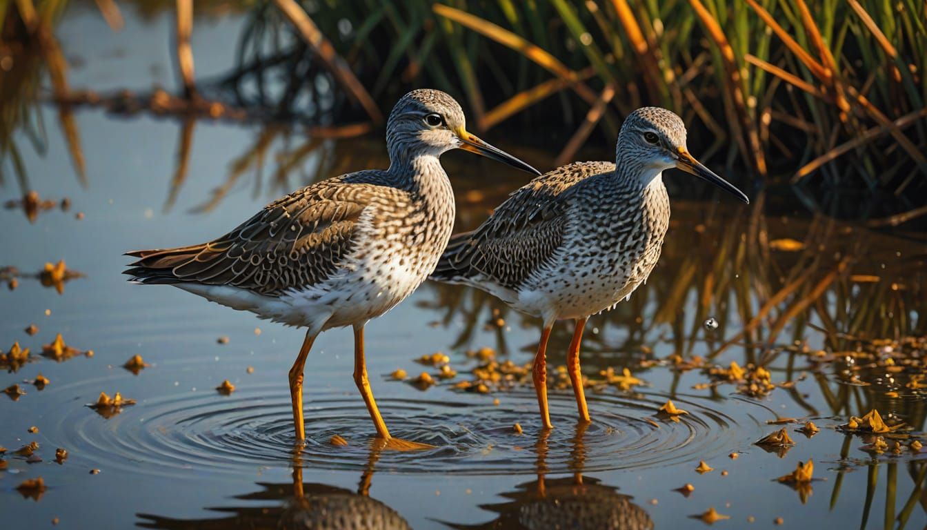 Greater Yellowlegs Close-up in Vibrant Digital Painting