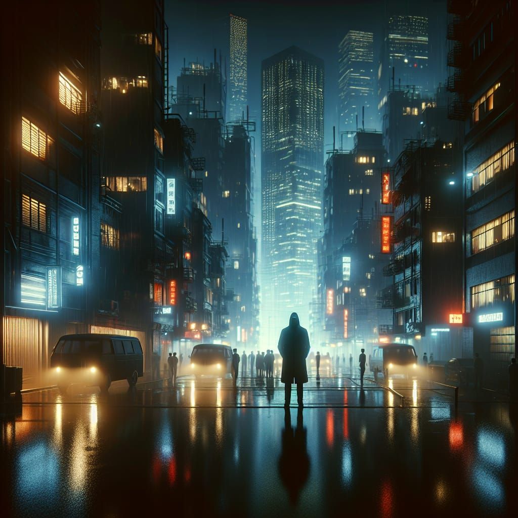 Moody Cityscape Conveys Hidden Motives and Suspicion