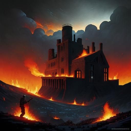 Fiery Coal Mines in Comic Book Art Style