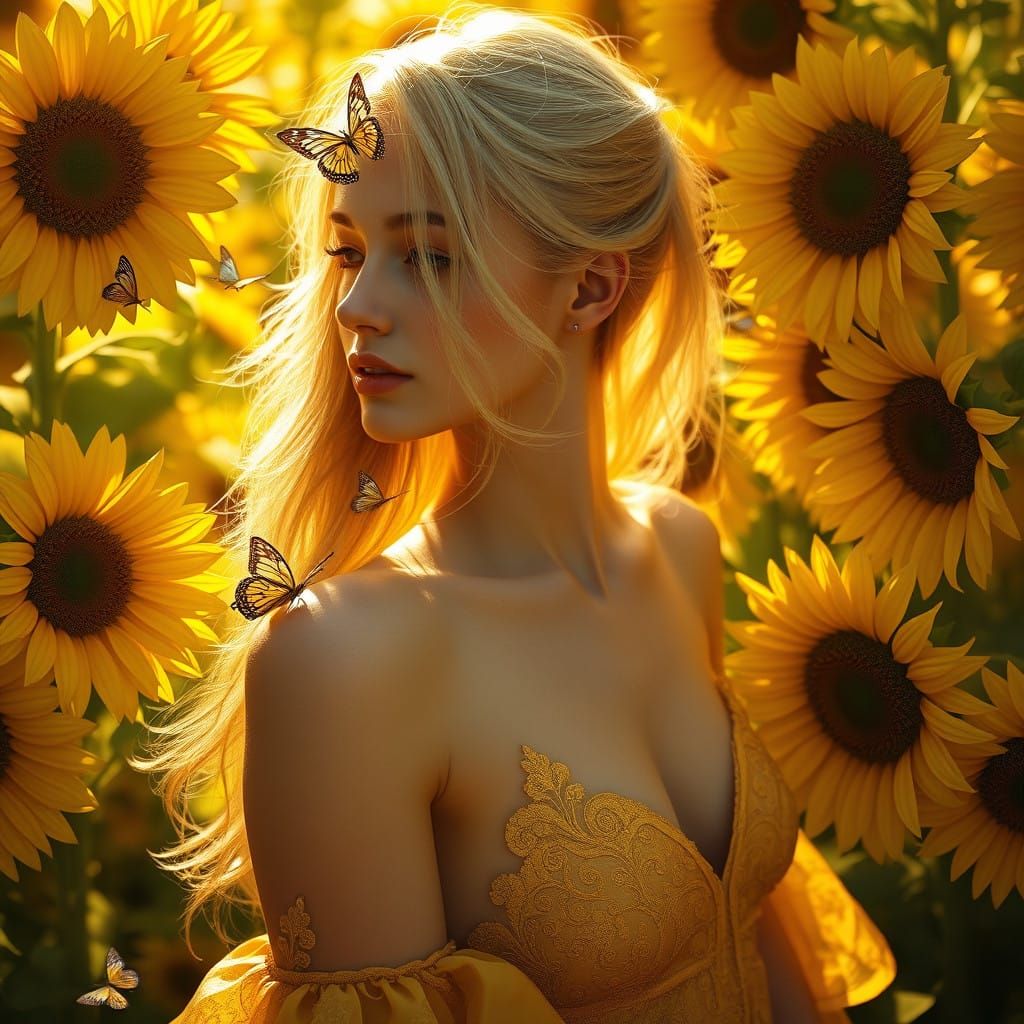 Surreal Goddess in Vibrant Yellow Hues