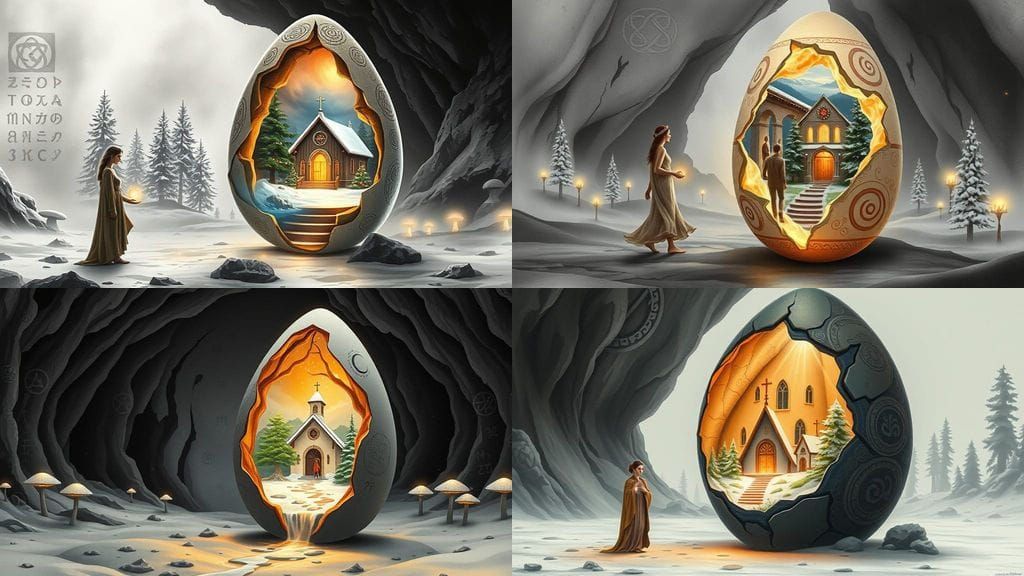 Mystical Mother Eve in Ethereal Cave