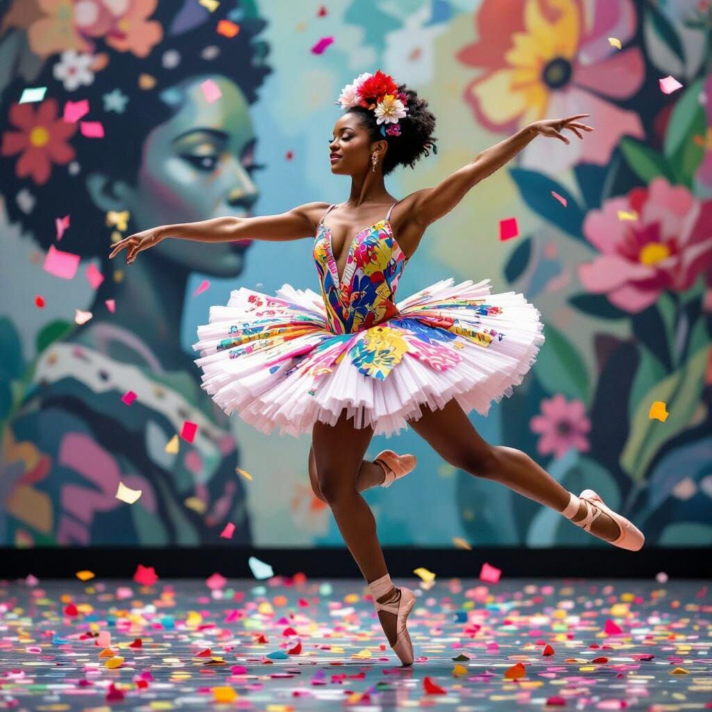 Ballerina's Leap: Afro-Futuristic Art in Motion