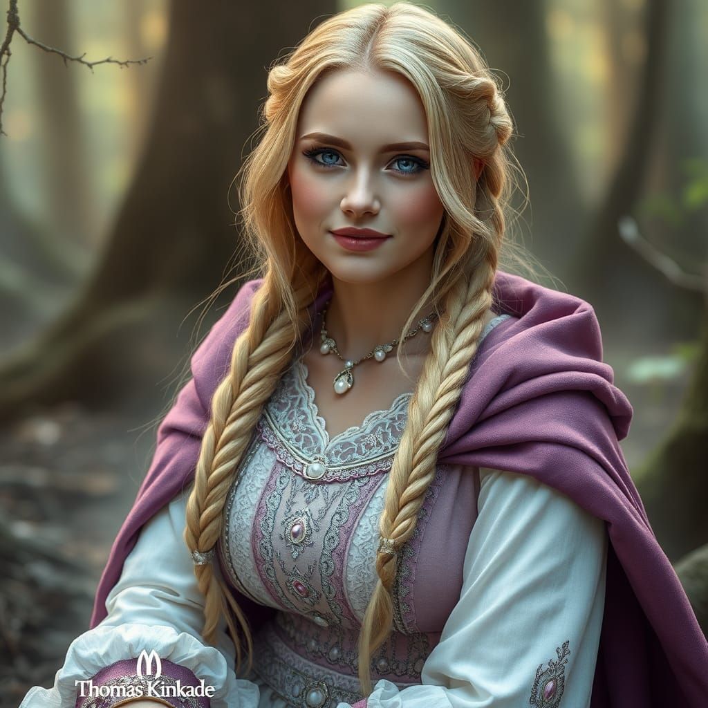 Enchanting Woman in Mystical Forest, Fantasy Art