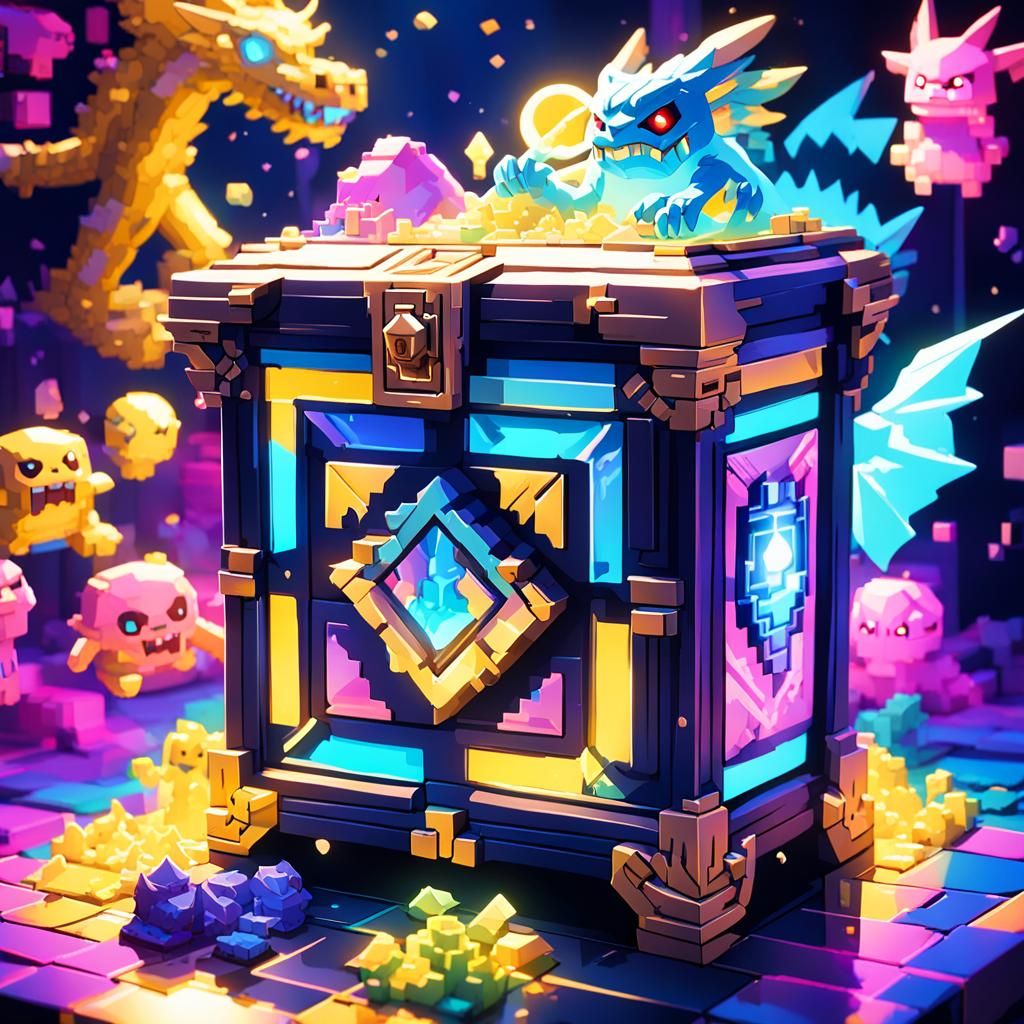 Pandora's Box Unleashes Neon Pixelated Monsters