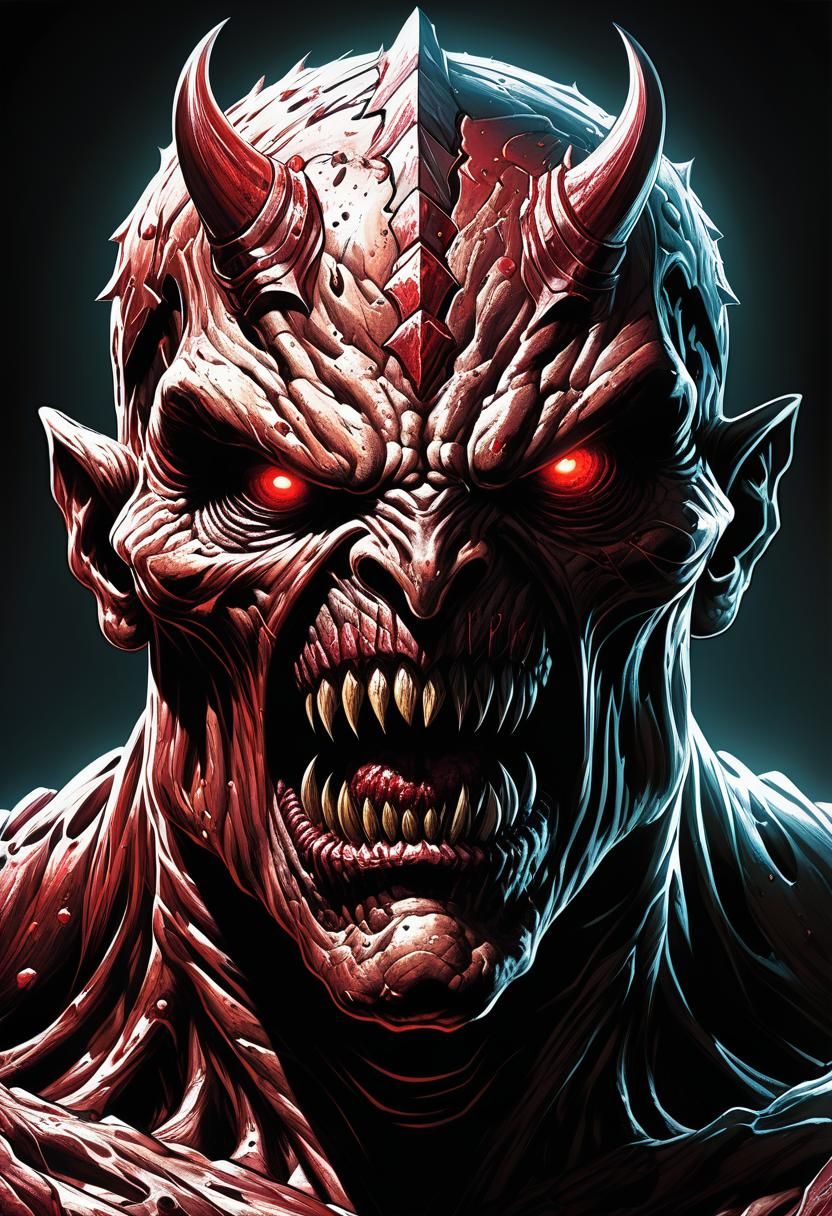 Flesh Monster in Comic Book Art Style