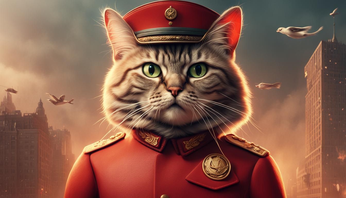 Anthropomorphic Communist Cat Leading a Revolution