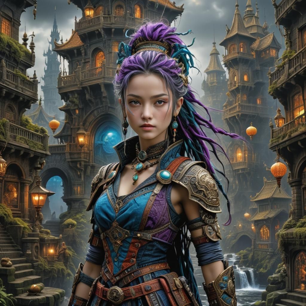 Hyperrealistic Jinx Character in Detailed Matte Painting