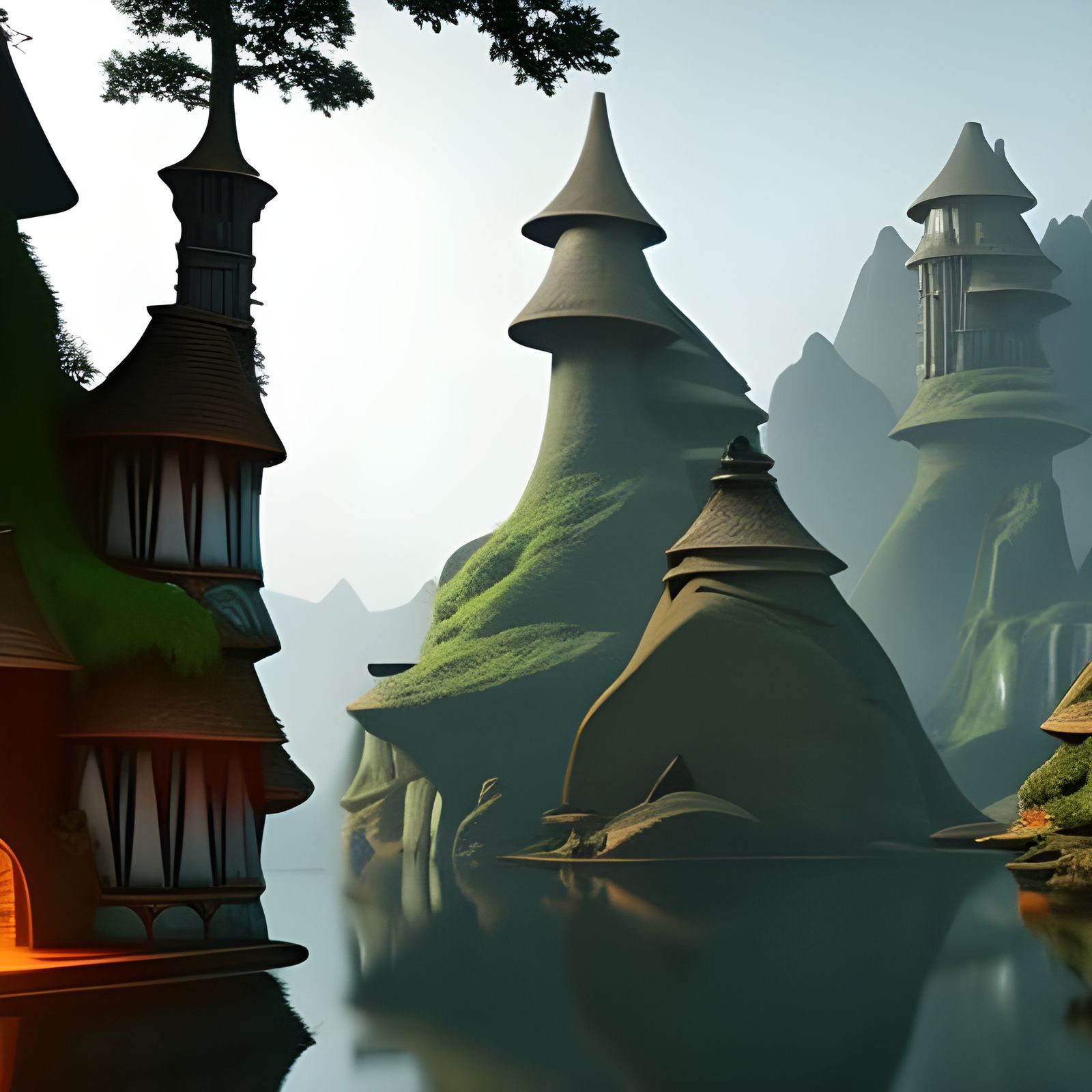 Fantastical Cottage: Detailed Matte Painting in 8K