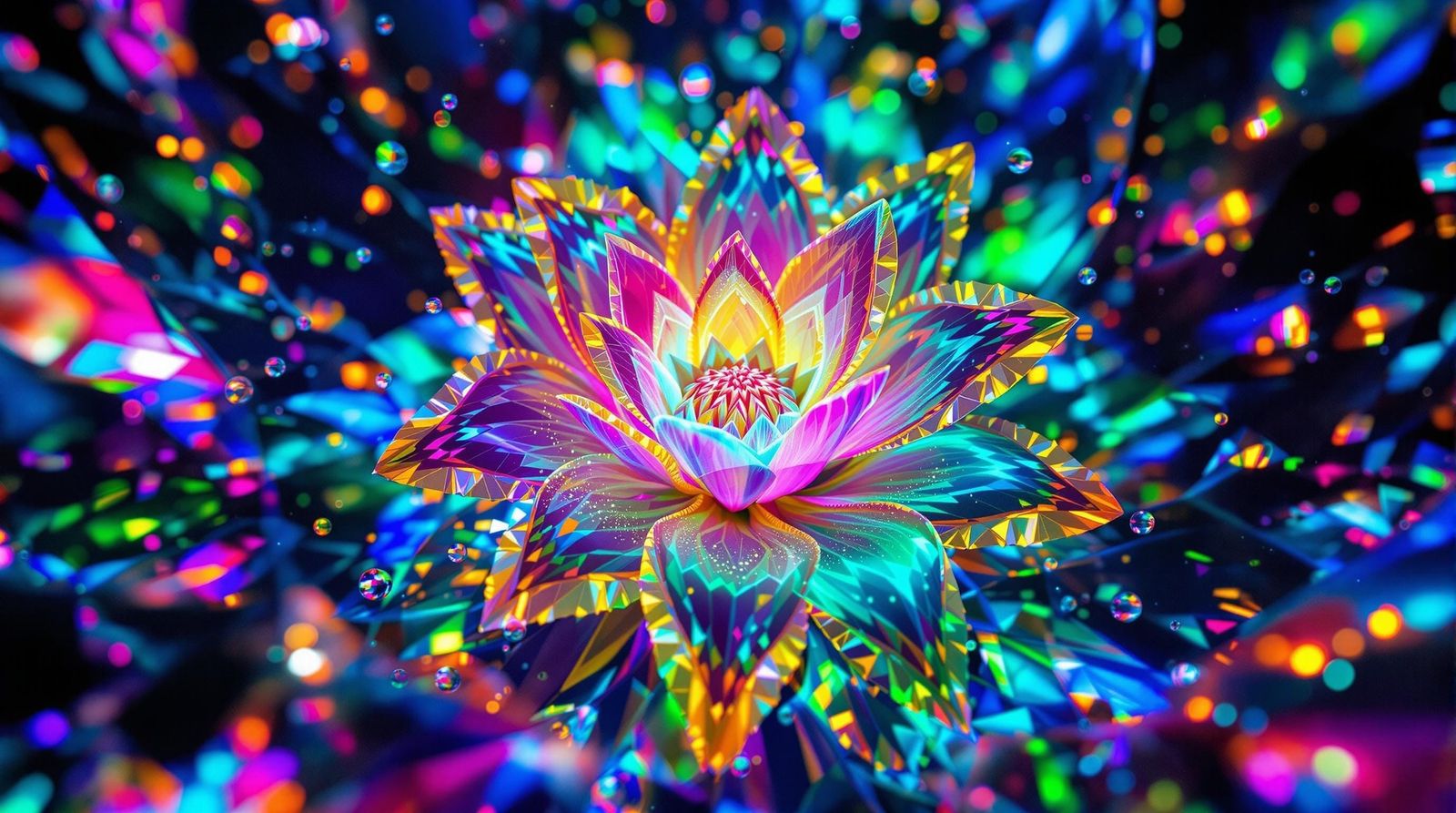 Bioluminescent Flower in a Kaleidoscopic Prism