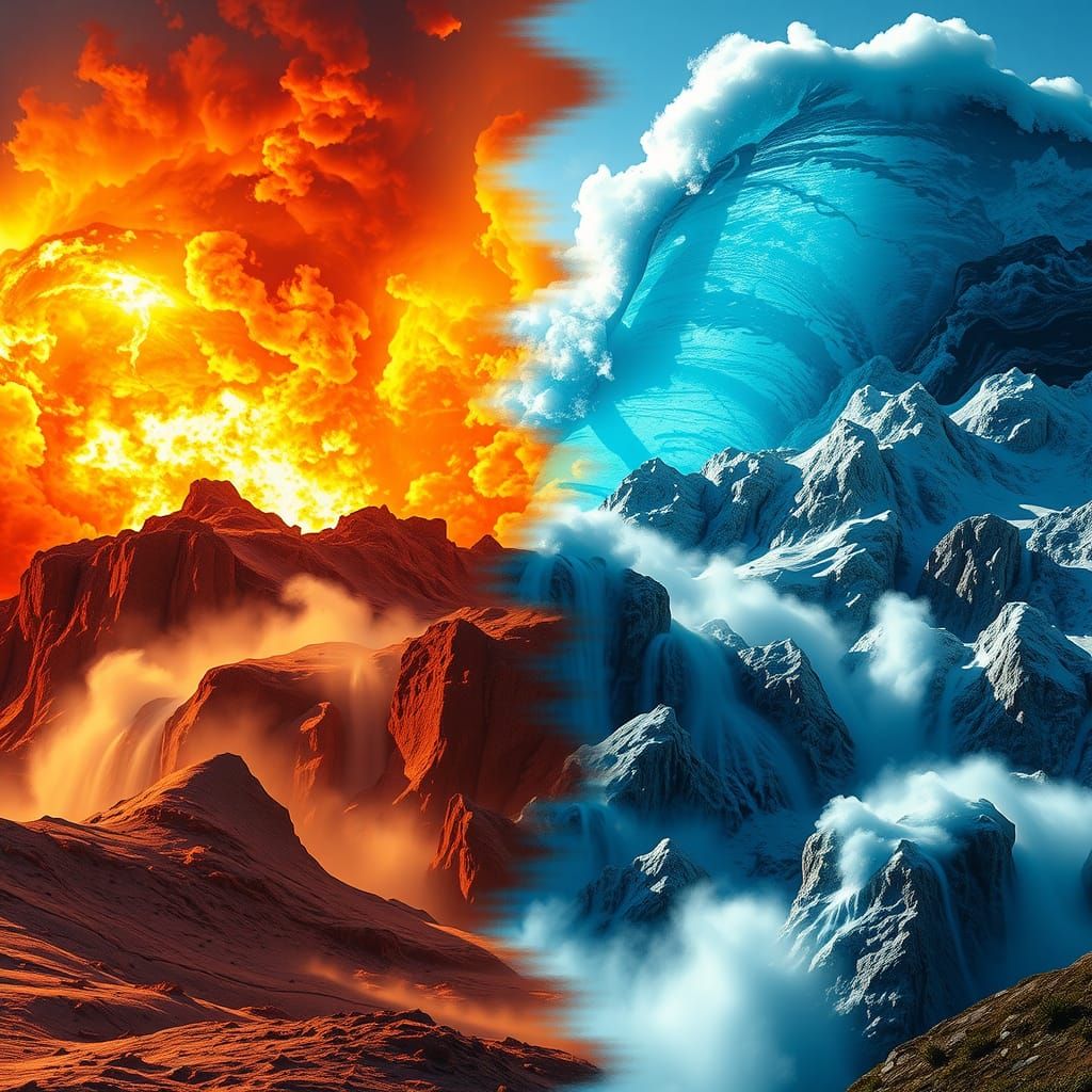 Elemental Double Exposure: A Vivid Landscape