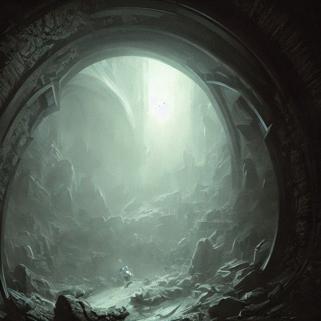 Abstract Tunnel to Upside Down 4D World in 3D