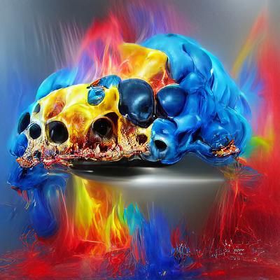 Skull Vomiting Blue Hellfire in Hyperrealism