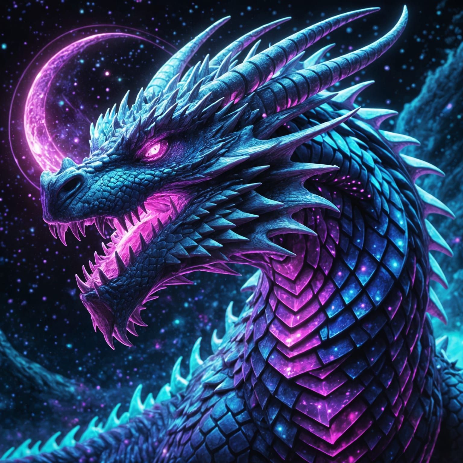 Cosmic Dragon Coiled Around Crystalline Planet