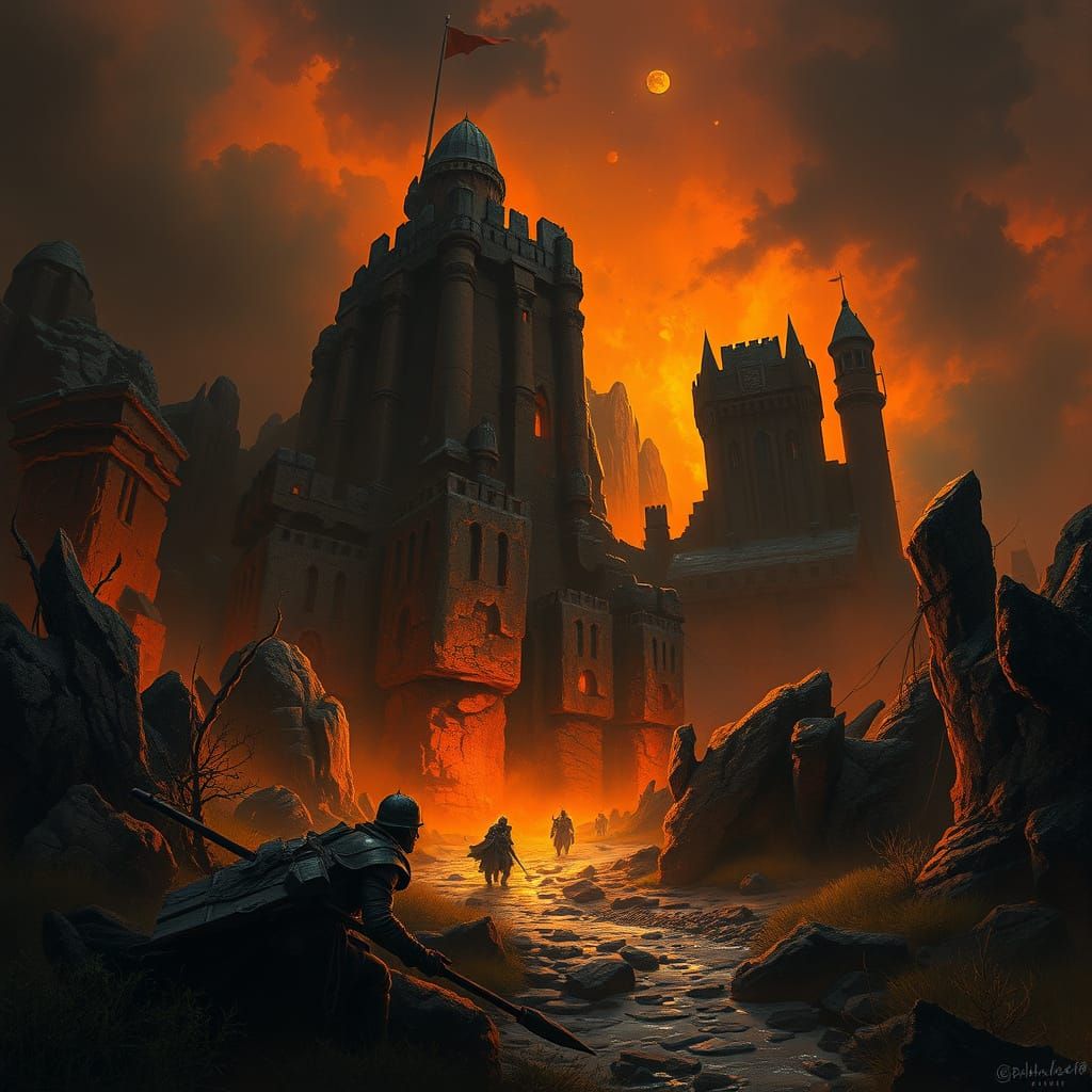 Dark Fantasy Art in Stylized Oil Painting Style
