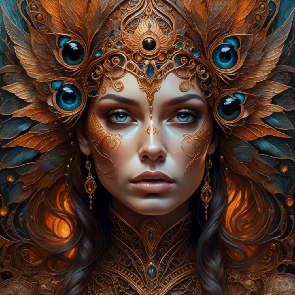 Woman's Face with Tribal Tattoos in Gothic Art Style