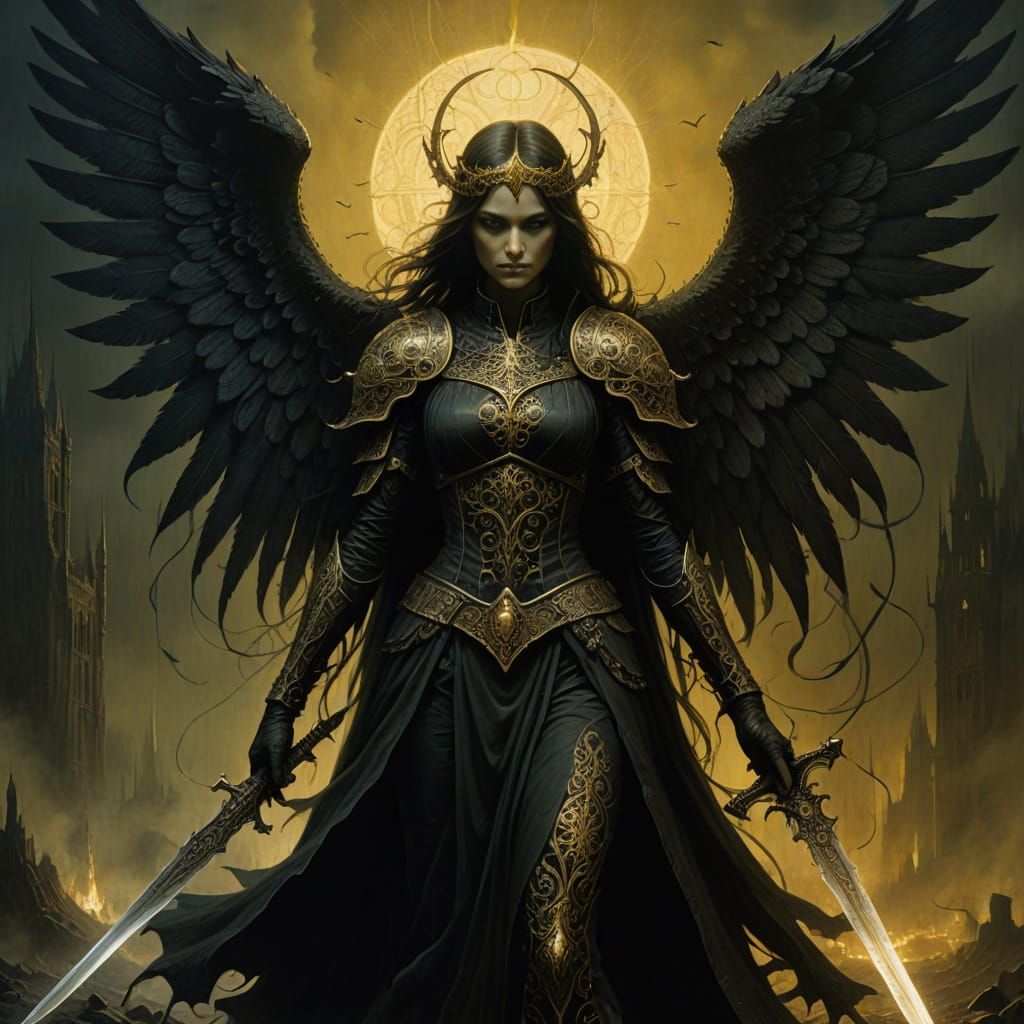 Angel of War in Gothic Elegance