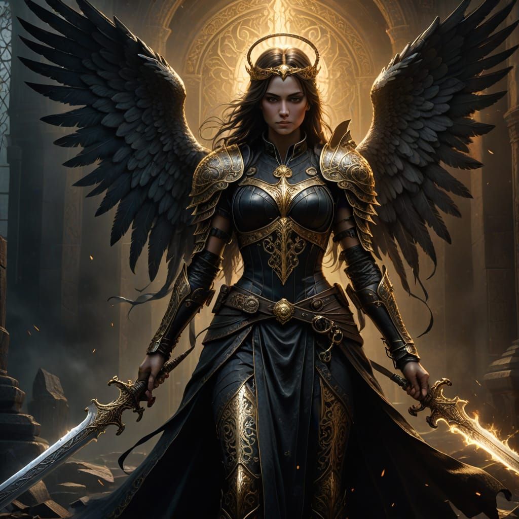 Angel of War in Gothic Elegance