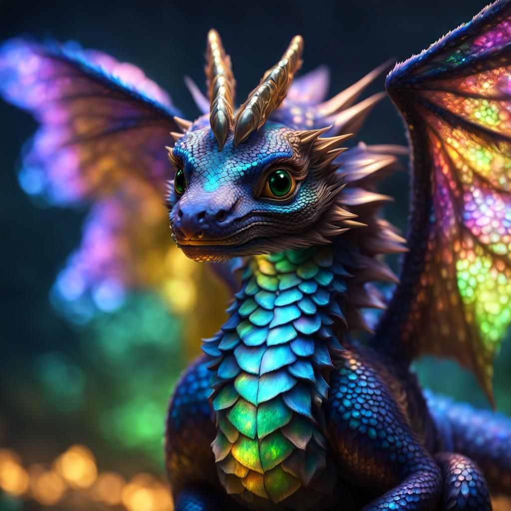 Winged Dragon Python with Holographic Fur in CGI