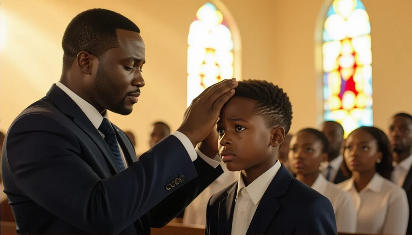 Pastor Blesses Child in Dramatic African Church Scene