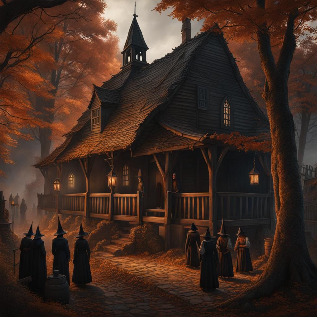 Hyperrealistic Salem Witch Trials Drawing in Artstation Styl...
