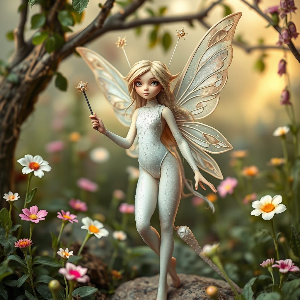 Whimsical Fairy in a Lush Enchanted Land