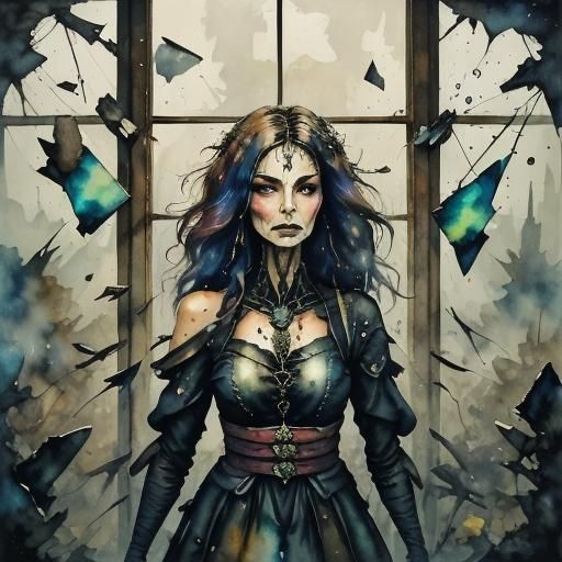 Woman in Reflection: Mystical Realism Art