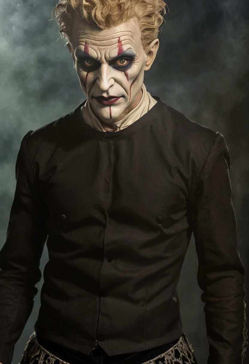 Gothic Male Jester Marionette in Dark Victoriana Style