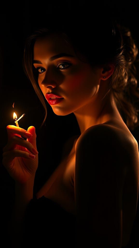 Enigmatic Woman in Golden Glow