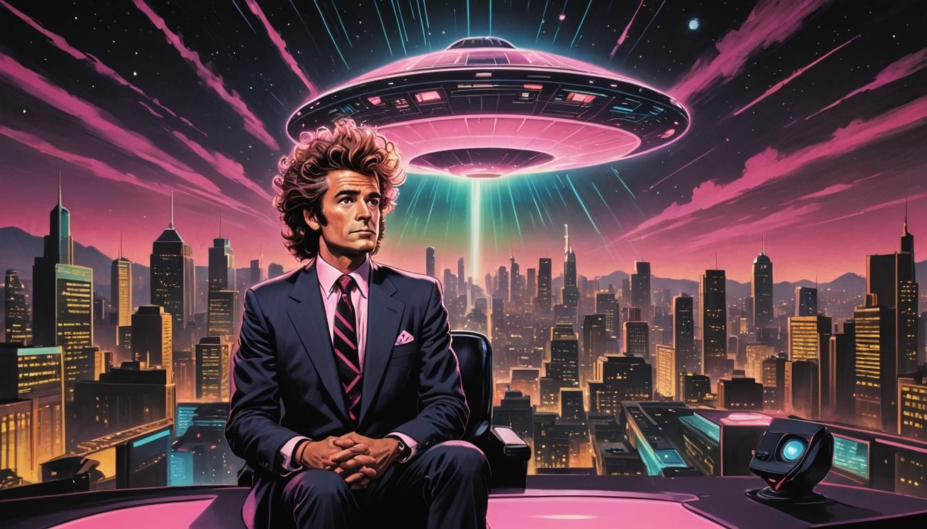 Man on TV Sees UFO: Comic Book Art