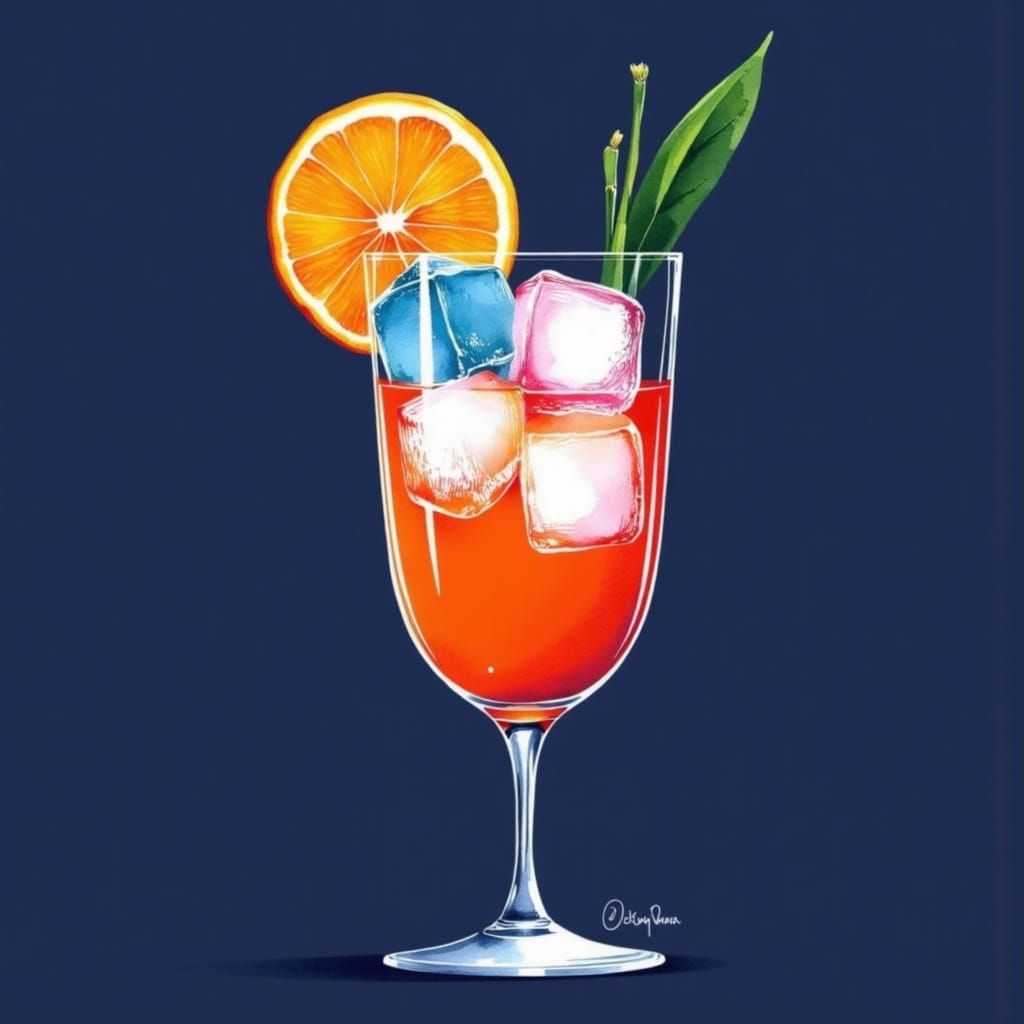 Surreal Aperol Spritz Cocktail in Vibrant Colors and Moderni...