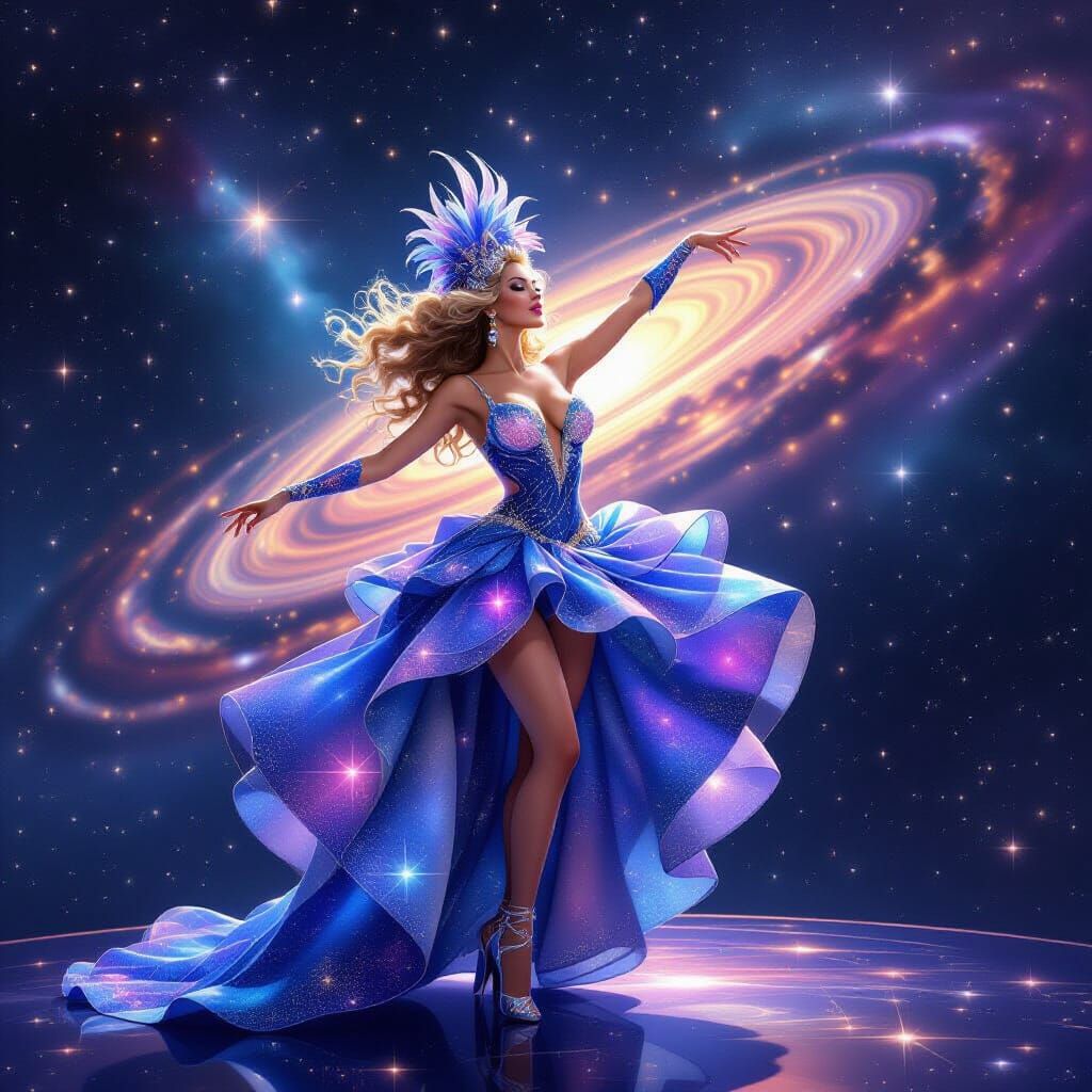 Nebula Showgirl Performing in Deep Space