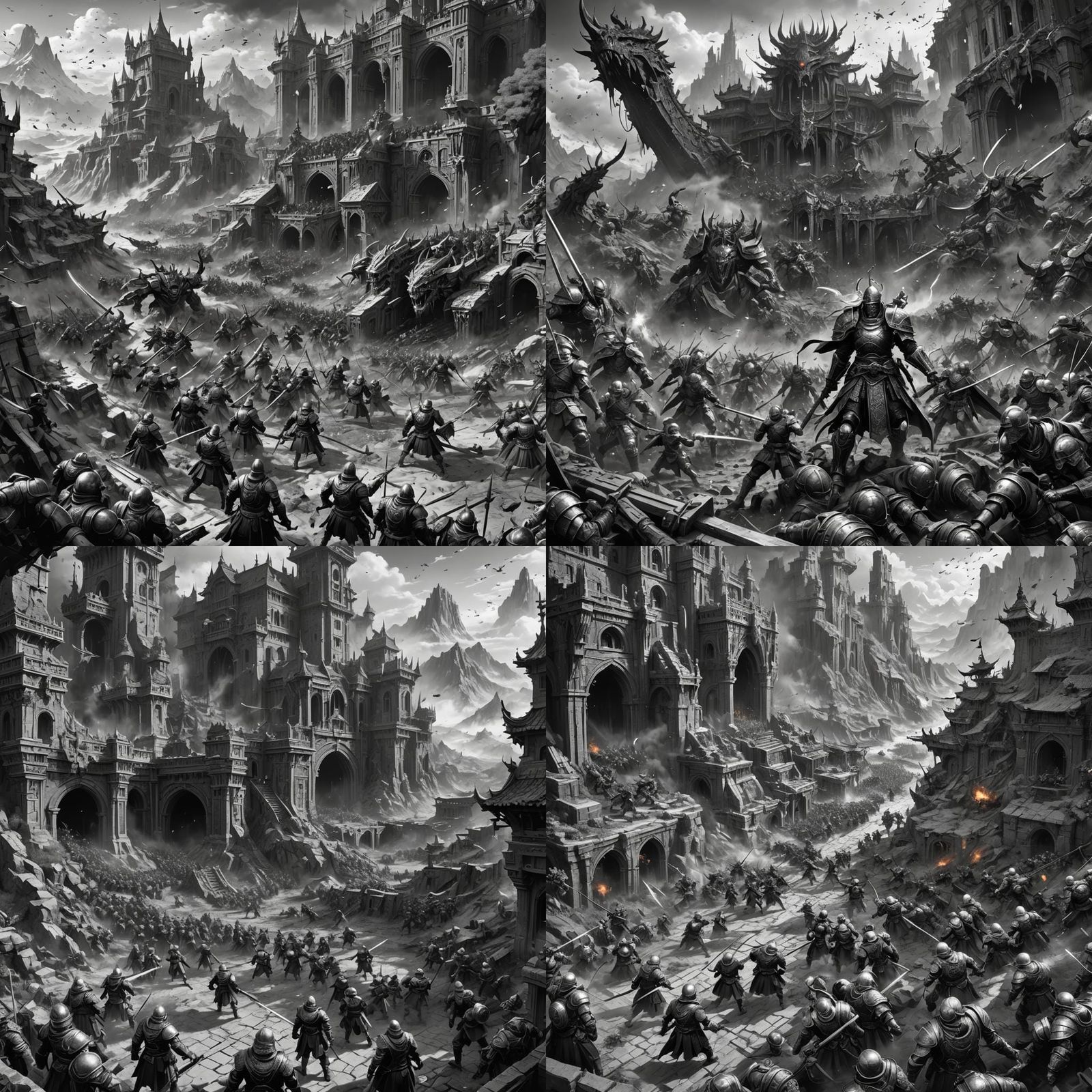 Epic Anime Battle Scene in Detailed Matte Painting