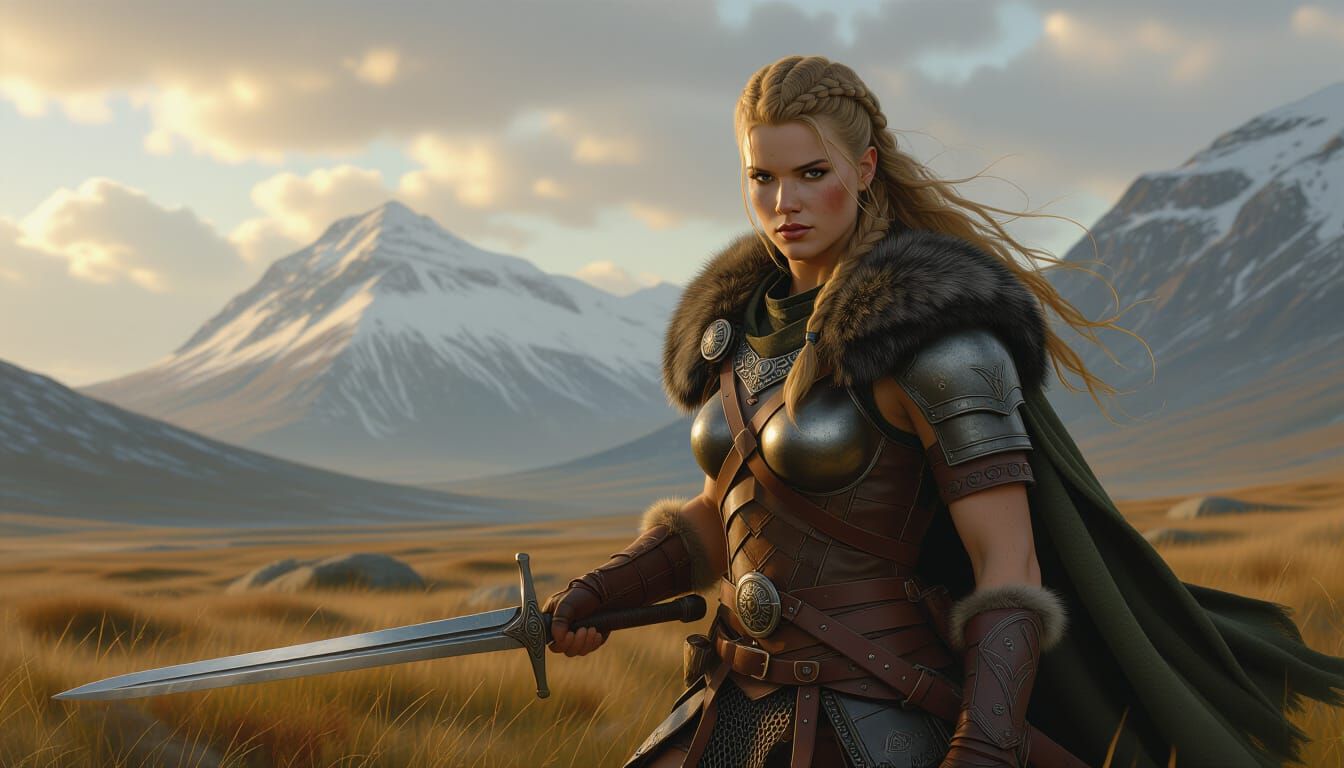 Viking Female Warrior in Hyperrealistic Digital Art