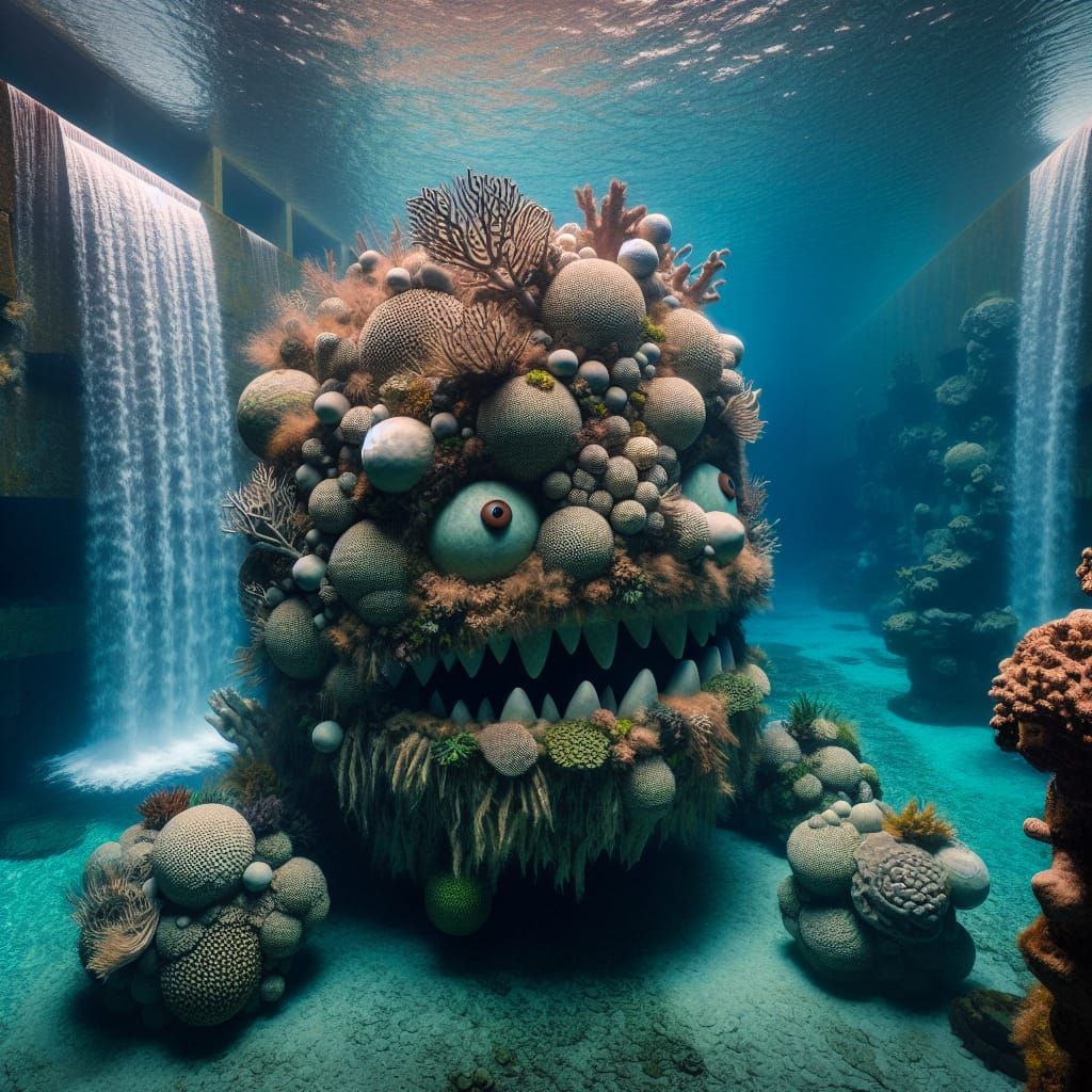 Underwater Coral Monster Head in Anti-Gravity