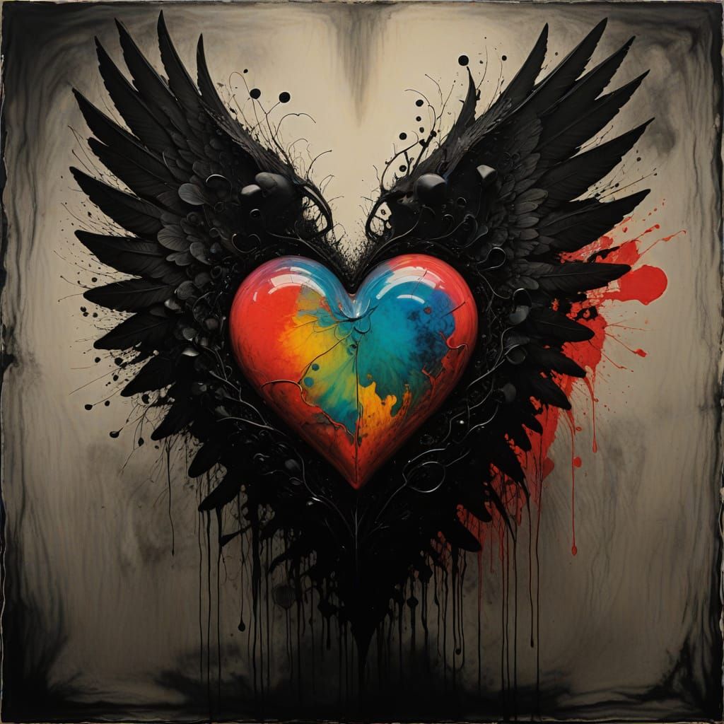 Vibrant Surrealist Valentine's Scene with Gothic Twist and R...