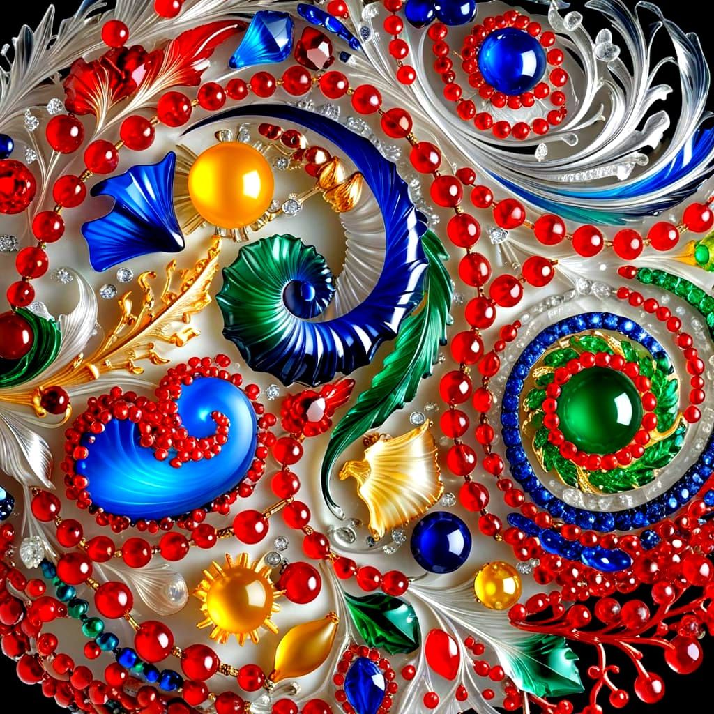 Surrealistic Lalique Glass Sculpture with Precious Jewels an...