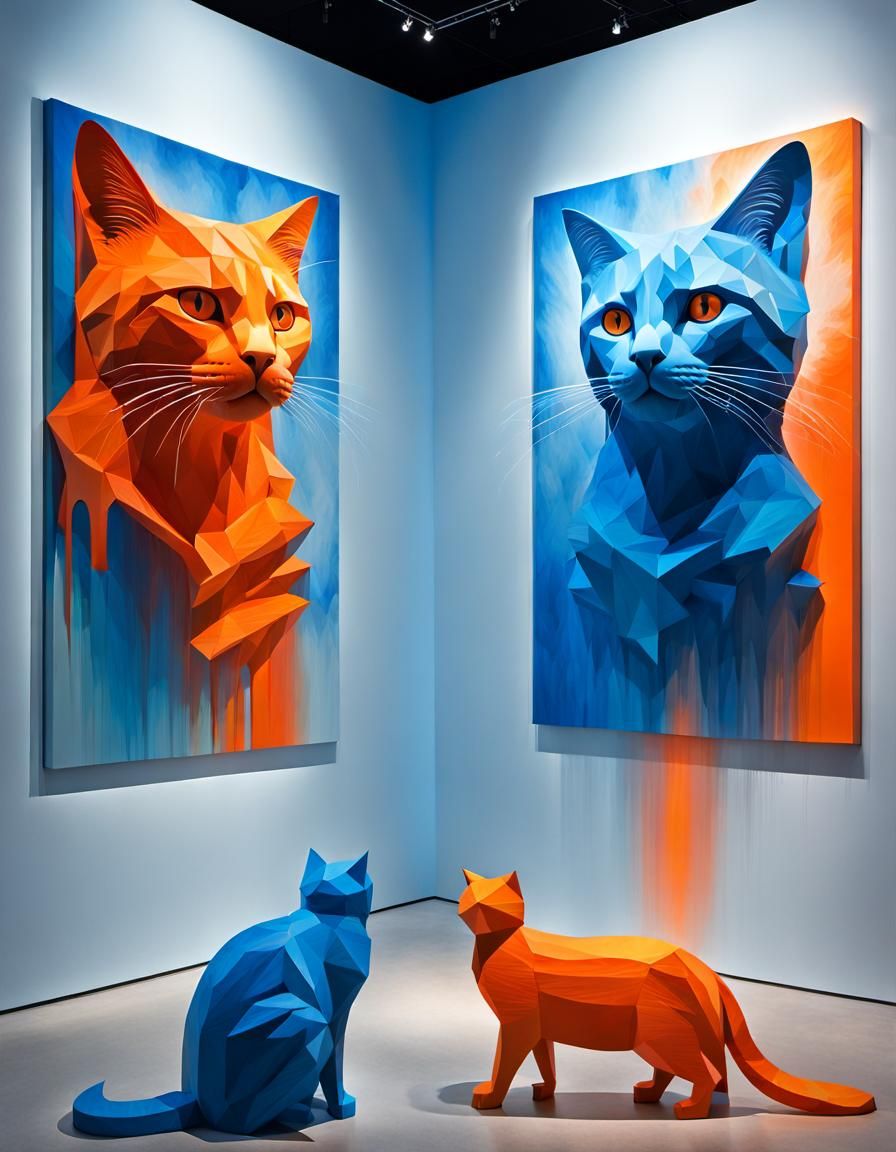 Abstract Cats Emerge in Modern Art Museum