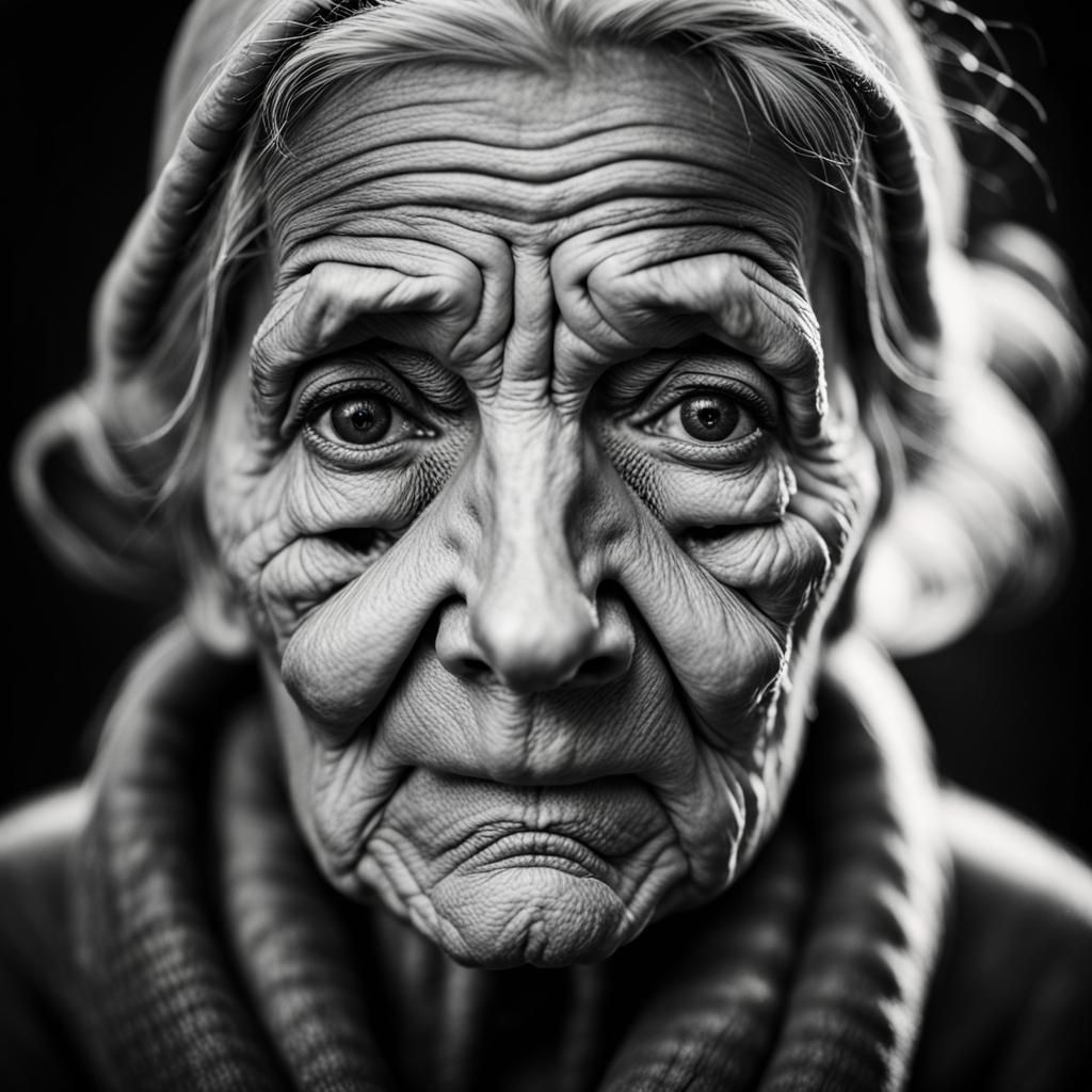 Striking Black and White Portrait of a Grandmother