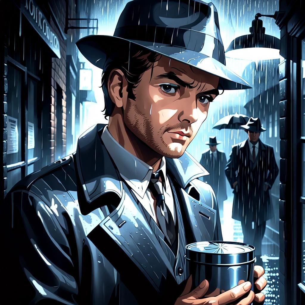 Film Noir Detective with Empty Tin