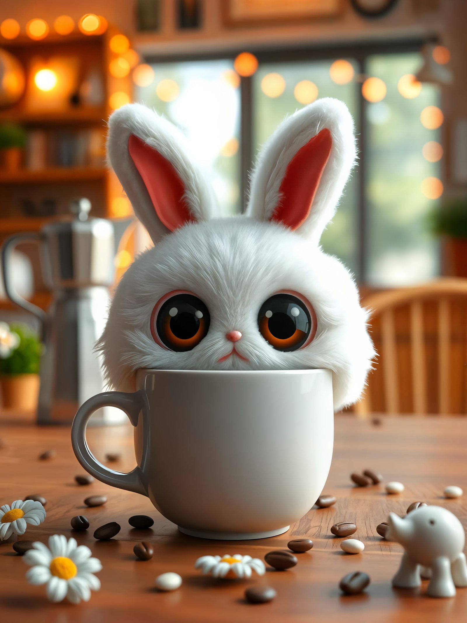 Anime Creature with Coffee: 8K Photorealistic Render
