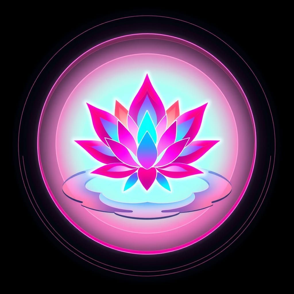 Futuristic Fractal Emblem with Radiant Lotus
