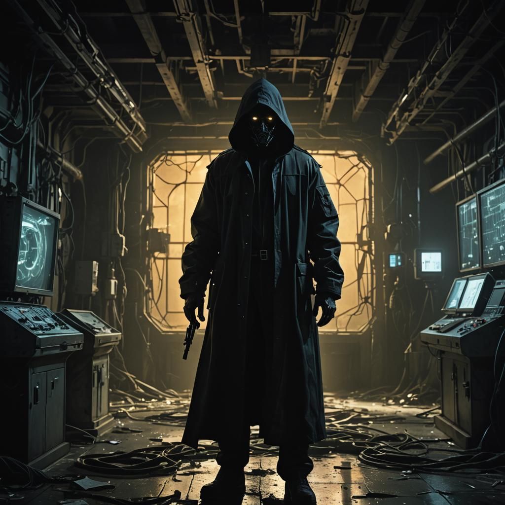 Eerie Biomechanical Horror Character in Dark Cinematic Art