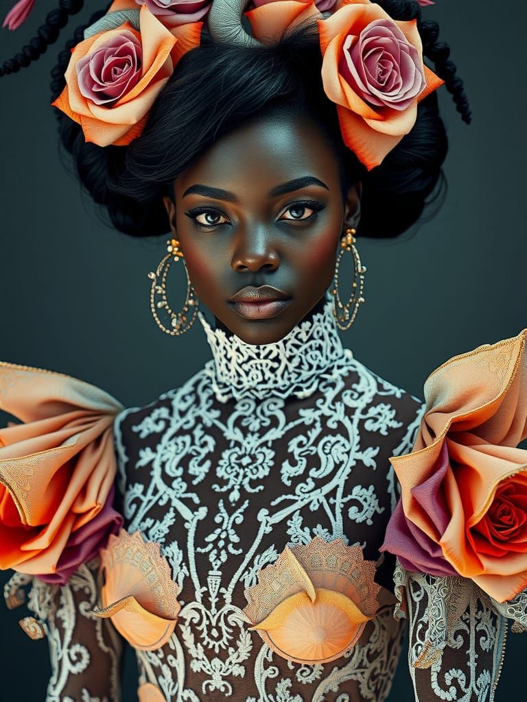 Fractal Lace Fashion: Exotic Harajuku Elegance