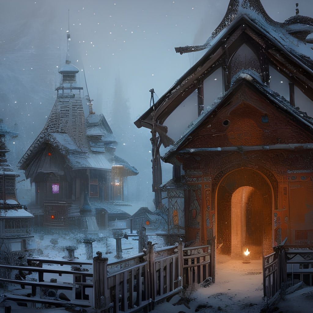 Winter Graveyard: Intricate Digital Illustration