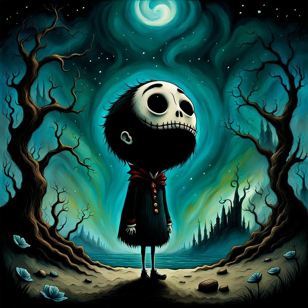 Boy in Surreal Emotional Landscape