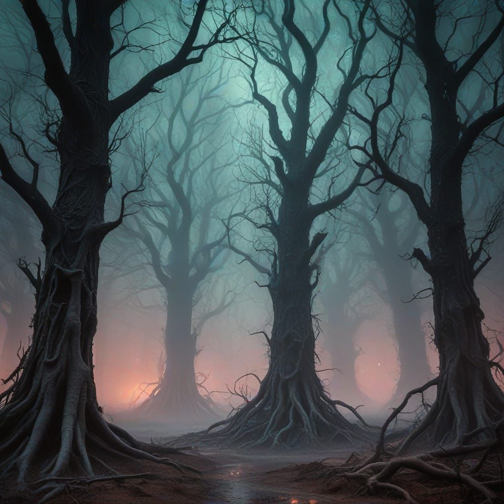 Ethereal, Biomechanical Dreamscape in a Muted Metallic Haze