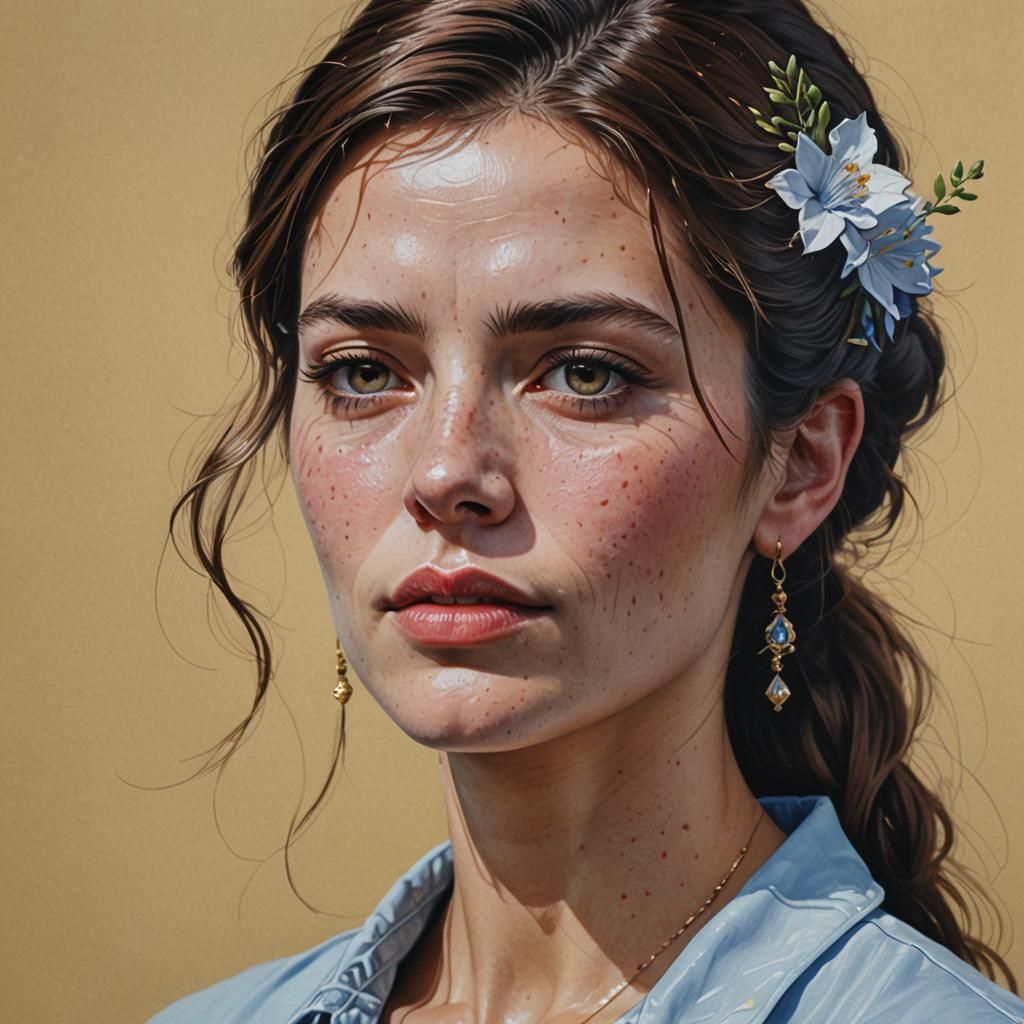 Hyper-Realistic Gouache Woman in 3D