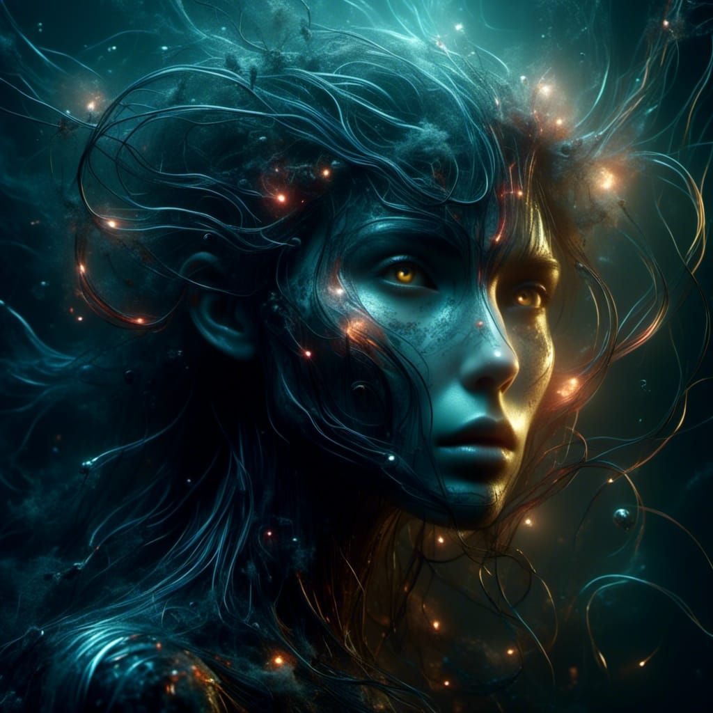 Ethereal Space Entity Ascending from Darkness